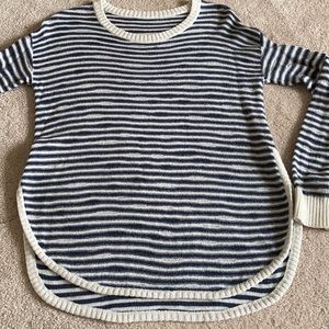 Round bottom beautiful blue &white striped sweater